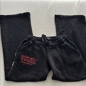Ed Hardy Black Sweatpants with Red Logo Accent
